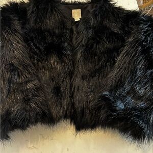 H&M Elegant Black Faux Fur Coat